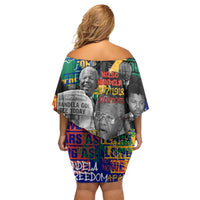 Nelson Mandela Off Shoulder Short Dress Street Spray Art Recreating The Life Of A Great Man - Wonder Print Shop