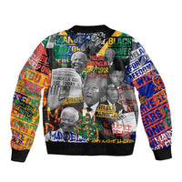 Nelson Mandela Sleeve Zip Bomber Jacket Street Spray Art Recreating The Life Of A Great Man - Wonder Print Shop
