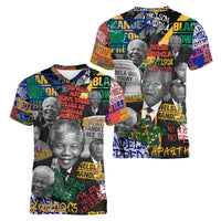 Nelson Mandela Women V-Neck T-Shirt Street Spray Art Recreating The Life Of A Great Man - Wonder Print Shop