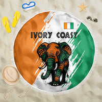 Ivory Coast Beach Blanket with Tribal Elephant and Paint Splash Design - Wonder Print Shop