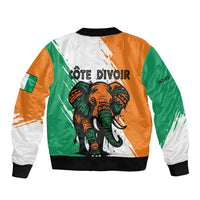 Ivory Coast Bomber Jacket with Tribal Elephant and Paint Splash Design - Wonder Print Shop