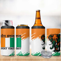 Ivory Coast 4 in 1 Can Cooler Tumbler with Tribal Elephant and Paint Splash Design - Wonder Print Shop
