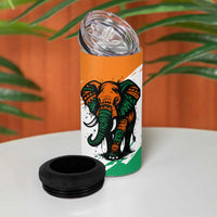 Ivory Coast 4 in 1 Can Cooler Tumbler with Tribal Elephant and Paint Splash Design - Wonder Print Shop