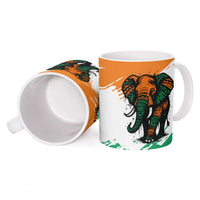 Ivory Coast Ceramic Mug with Tribal Elephant and Paint Splash Design - Wonder Print Shop