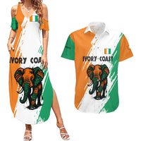 Ivory Coast Couples Matching Summer Maxi Dress and Hawaiian Shirt with Tribal Elephant and Paint Splash Design - Wonder Print Shop