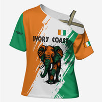 Ivory Coast Cross Shoulder Shirt with Tribal Elephant and Paint Splash Design - Wonder Print Shop