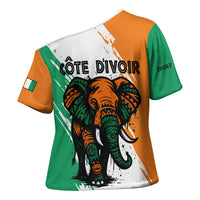 Ivory Coast Cross Shoulder Shirt with Tribal Elephant and Paint Splash Design - Wonder Print Shop