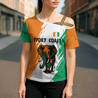 Ivory Coast Cross Shoulder Shirt with Tribal Elephant and Paint Splash Design - Wonder Print Shop