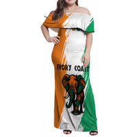 Ivory Coast Family Matching Off Shoulder Maxi Dress and Hawaiian Shirt with Tribal Elephant and Paint Splash Design - Wonder Print Shop