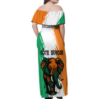 Ivory Coast Family Matching Off Shoulder Maxi Dress and Hawaiian Shirt with Tribal Elephant and Paint Splash Design - Wonder Print Shop