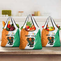 Ivory Coast Grocery Bag with Tribal Elephant and Paint Splash Design - Wonder Print Shop
