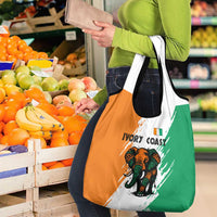 Ivory Coast Grocery Bag with Tribal Elephant and Paint Splash Design - Wonder Print Shop