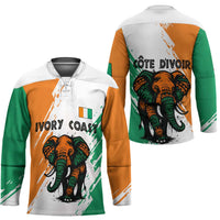 Ivory Coast Hockey Jersey with Tribal Elephant and Paint Splash Design - Wonder Print Shop