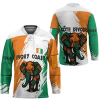 Ivory Coast Hockey Jersey with Tribal Elephant and Paint Splash Design - Wonder Print Shop