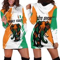 Ivory Coast Hoodie Dress with Tribal Elephant and Paint Splash Design - Wonder Print Shop