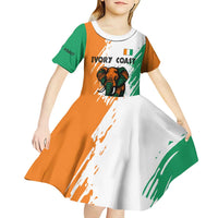 Ivory Coast Kid Short Sleeve Dress with Tribal Elephant and Paint Splash Design - Wonder Print Shop