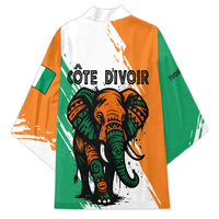 Ivory Coast Kimono with Tribal Elephant and Paint Splash Design - Wonder Print Shop