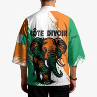 Ivory Coast Kimono with Tribal Elephant and Paint Splash Design - Wonder Print Shop