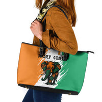 Ivory Coast Leather Tote Bag with Tribal Elephant and Paint Splash Design - Wonder Print Shop