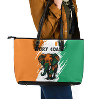Ivory Coast Leather Tote Bag with Tribal Elephant and Paint Splash Design - Wonder Print Shop