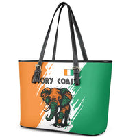 Ivory Coast Leather Tote Bag with Tribal Elephant and Paint Splash Design - Wonder Print Shop