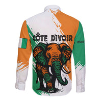 Ivory Coast Long Sleeve Button Shirt with Tribal Elephant and Paint Splash Design - Wonder Print Shop