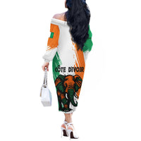 Ivory Coast Off The Shoulder Long Sleeve Dress with Tribal Elephant and Paint Splash Design - Wonder Print Shop