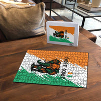 Ivory Coast Puzzle with Tribal Elephant and Paint Splash Design - Wonder Print Shop