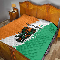 Ivory Coast Quilt with Tribal Elephant and Paint Splash Design - Wonder Print Shop