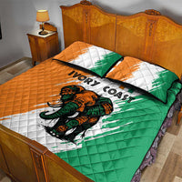 Ivory Coast Quilt Bed Set with Tribal Elephant and Paint Splash Design - Wonder Print Shop