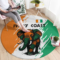 Ivory Coast Round Carpet with Tribal Elephant and Paint Splash Design - Wonder Print Shop