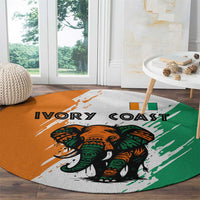 Ivory Coast Round Carpet with Tribal Elephant and Paint Splash Design - Wonder Print Shop
