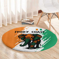 Ivory Coast Round Carpet with Tribal Elephant and Paint Splash Design - Wonder Print Shop