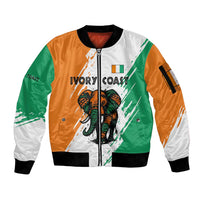Ivory Coast Sleeve Zip Bomber Jacket with Tribal Elephant and Paint Splash Design - Wonder Print Shop