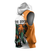 Ivory Coast Sleeveless Hoodie with Tribal Elephant and Paint Splash Design - Wonder Print Shop