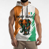 Ivory Coast Sleeveless Hoodie with Tribal Elephant and Paint Splash Design - Wonder Print Shop