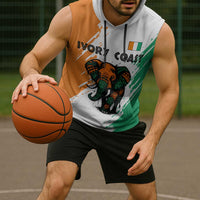 Ivory Coast Sleeveless Hoodie with Tribal Elephant and Paint Splash Design - Wonder Print Shop