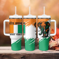Ivory Coast Tumbler With Handle with Tribal Elephant and Paint Splash Design - Wonder Print Shop