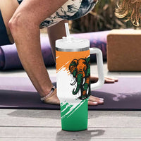 Ivory Coast Tumbler With Handle with Tribal Elephant and Paint Splash Design - Wonder Print Shop