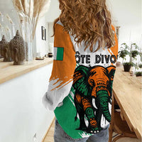 Ivory Coast Women Casual Shirt with Tribal Elephant and Paint Splash Design - Wonder Print Shop