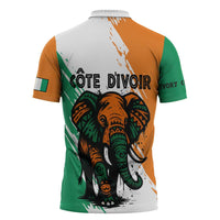 Ivory Coast Zipper Polo Shirt with Tribal Elephant and Paint Splash Design - Wonder Print Shop