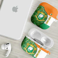 Ivory Coast AirPods Case with Elephant Crest and Tribal Pattern Design - Wonder Print Shop