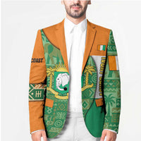 Ivory Coast Blazer with Elephant Crest and Tribal Pattern Design - Wonder Print Shop