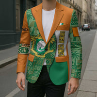 Ivory Coast Blazer with Elephant Crest and Tribal Pattern Design - Wonder Print Shop