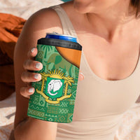 Ivory Coast 4 in 1 Can Cooler Tumbler with Elephant Crest and Tribal Pattern Design - Wonder Print Shop