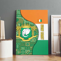 Ivory Coast Canvas Wall Art with Elephant Crest and Tribal Pattern Design - Wonder Print Shop