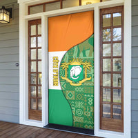 Ivory Coast Door Cover with Elephant Crest and Tribal Pattern Design - Wonder Print Shop