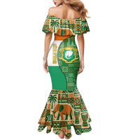 Ivory Coast Family Matching Mermaid Dress and Hawaiian Shirt with Elephant Crest and Tribal Pattern Design - Wonder Print Shop