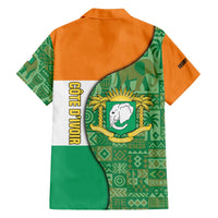 Ivory Coast Family Matching Off The Shoulder Long Sleeve Dress and Hawaiian Shirt with Elephant Crest and Tribal Pattern Design - Wonder Print Shop