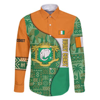 Ivory Coast Family Matching Off Shoulder Maxi Dress and Hawaiian Shirt with Elephant Crest and Tribal Pattern Design - Wonder Print Shop